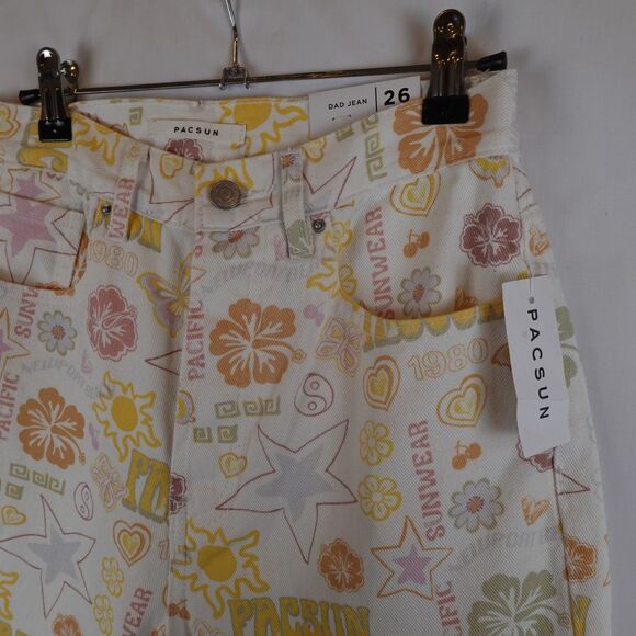 NWT Pacsun Mixed Pacific Sunwear Print Dad Jeans Womens Size 26 AOP Preppy - Picture 12 of 16